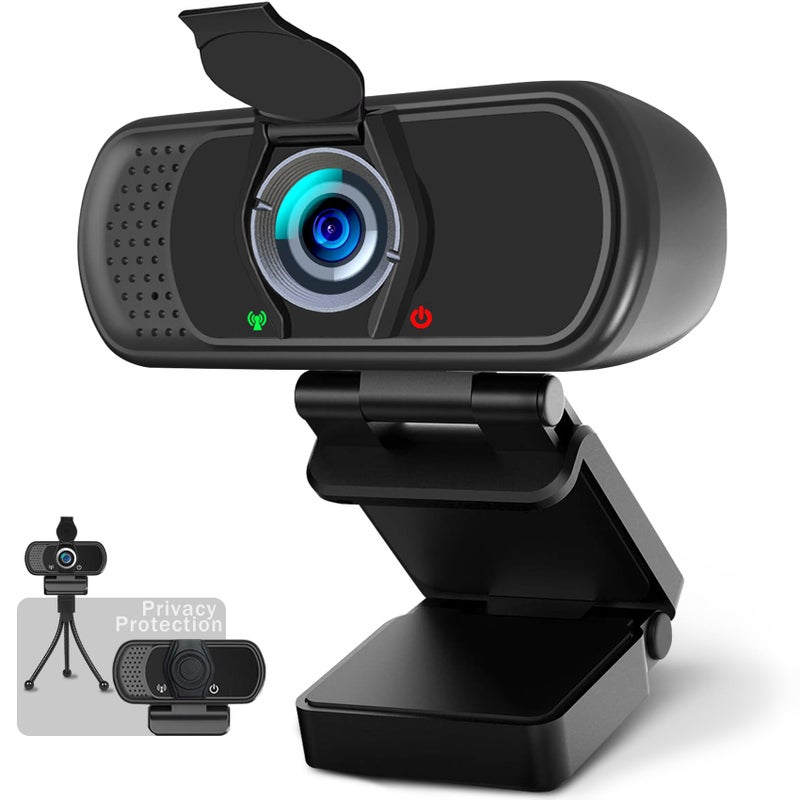 Hrayzan 1080p Webcam with Microphone, USB Web Camera 110-Degree View Angle Computer Camera,Webcam Tripod/Privacy Cover included,Plug and Play Web Cam for pc laptop computer mac Video Conferencing Streaming - Image 1